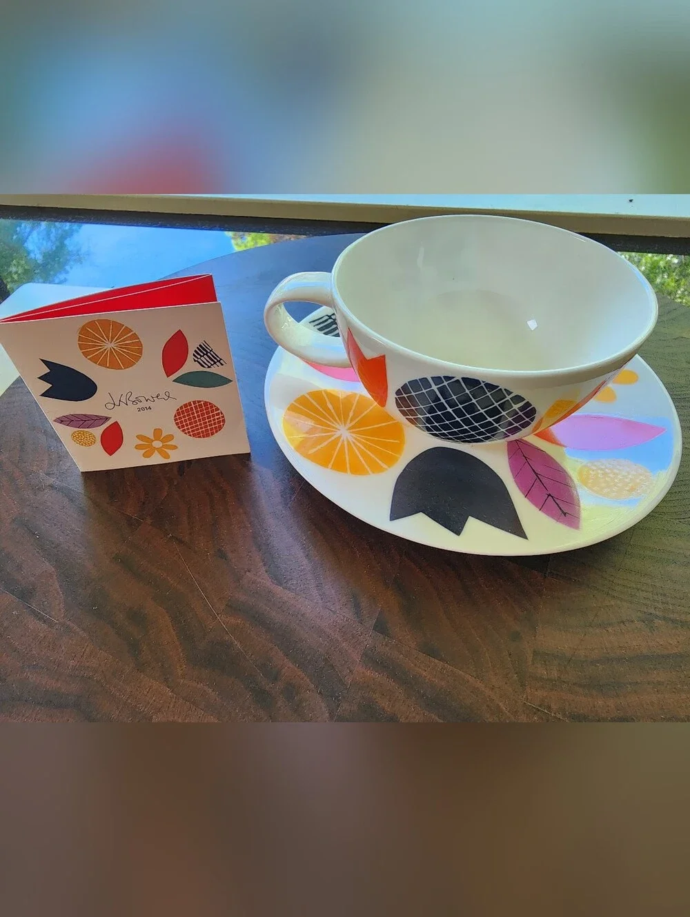 Crate & Barrel x Jenny Bowers 2014 Oversized Teacup & Saucer Set